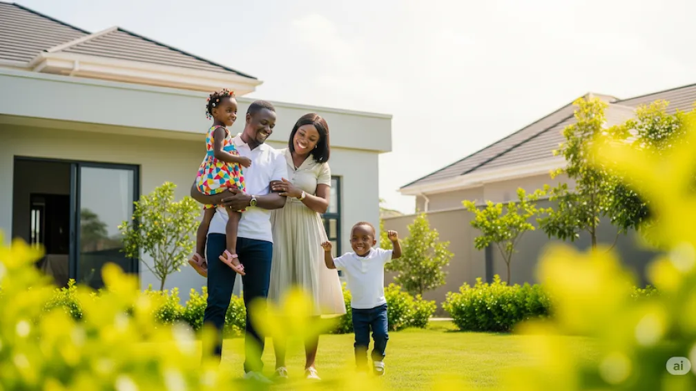 family in their backyard