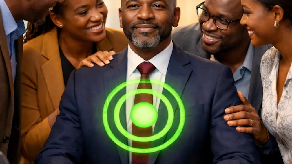 Five people smiling at a keyman