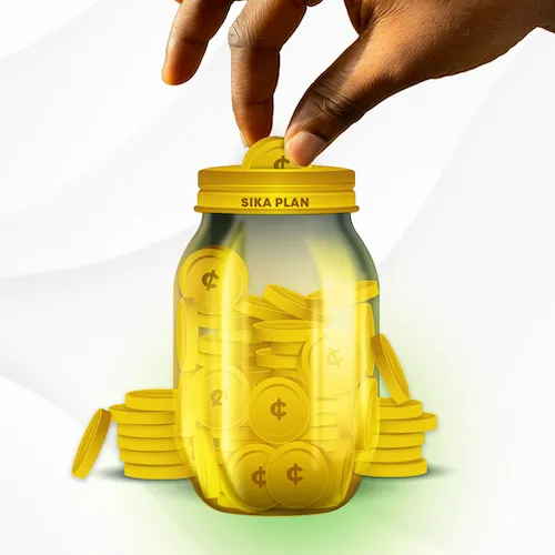 hand putting coin in a jar